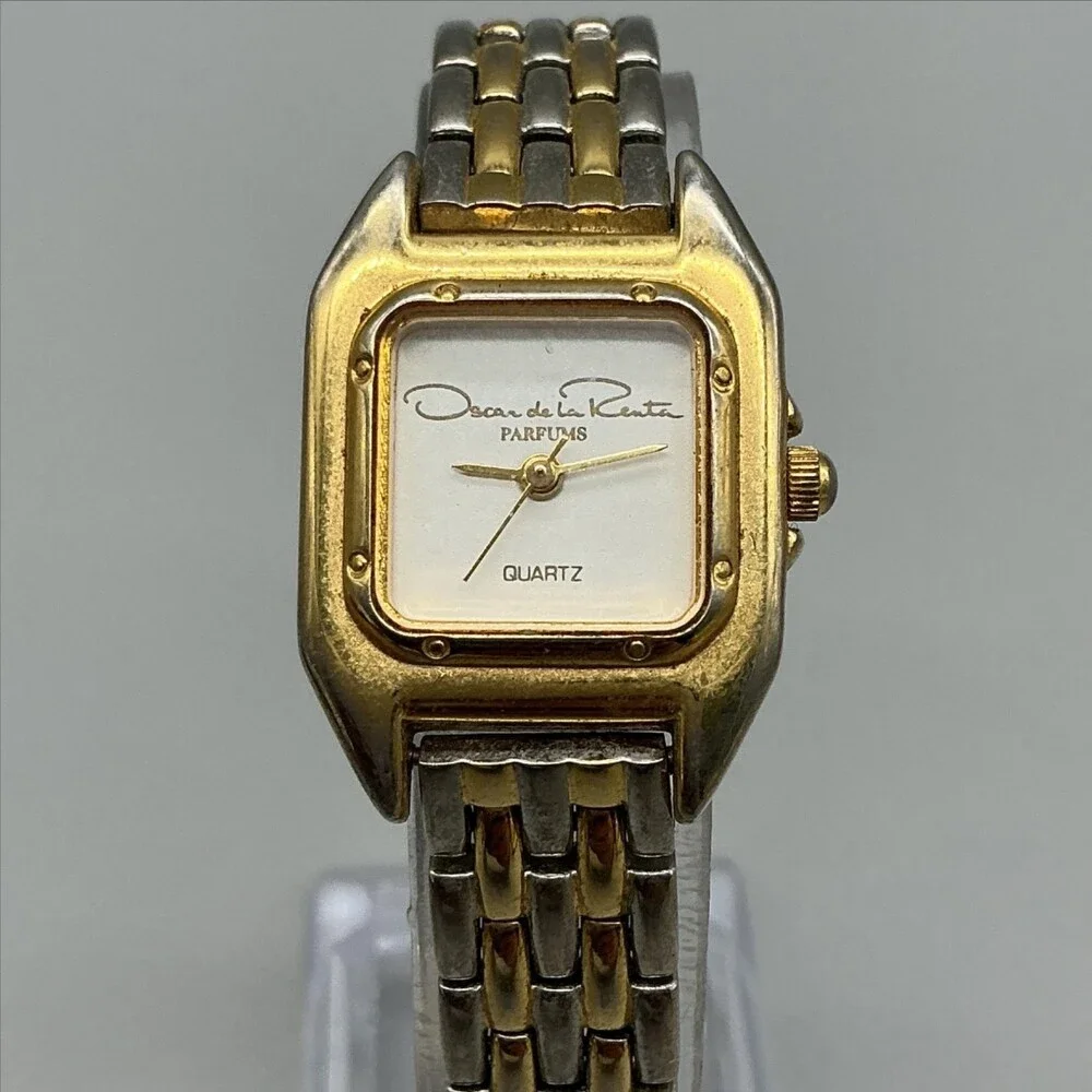 Vintage Oscar de la Renta Parfums Womens Watch 22mm Two Tone New Battery 7.5